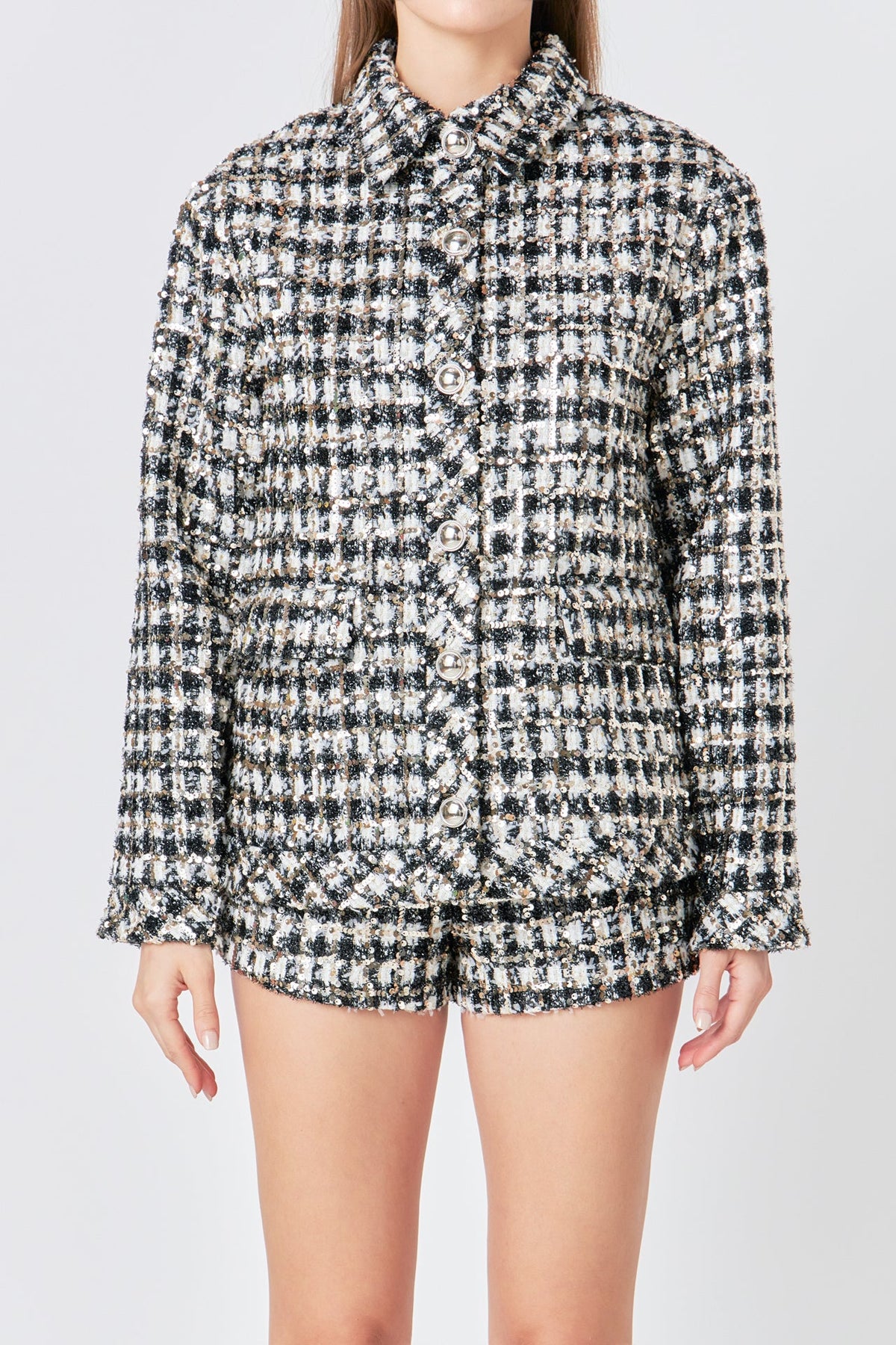 ENDLESS ROSE - Sequins Check Jacket - JACKETS available at Objectrare