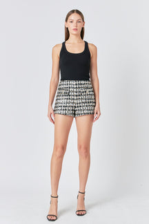 ENDLESS ROSE - Sequins Check Shorts - SHORTS available at Objectrare