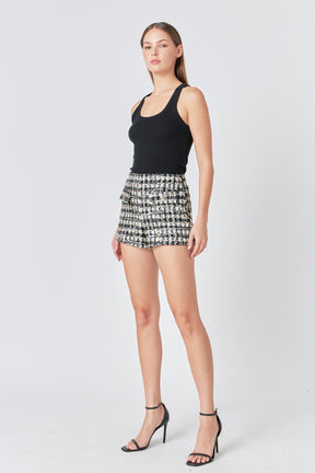 ENDLESS ROSE - Sequins Check Shorts - SHORTS available at Objectrare