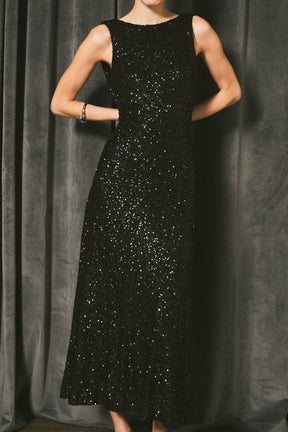 ENDLESS ROSE - Open Back Sleeveless Sequins Maxi Dress - DRESSES available at Objectrare