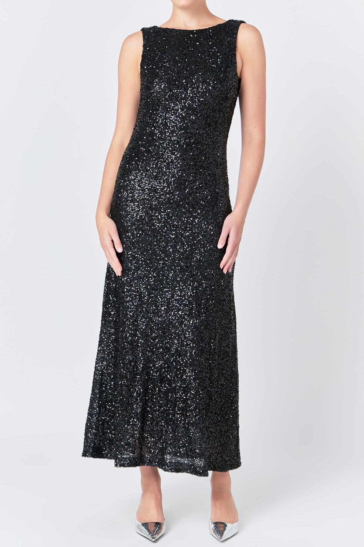 ENDLESS ROSE - Open Back Sleeveless Sequins Maxi Dress - DRESSES available at Objectrare