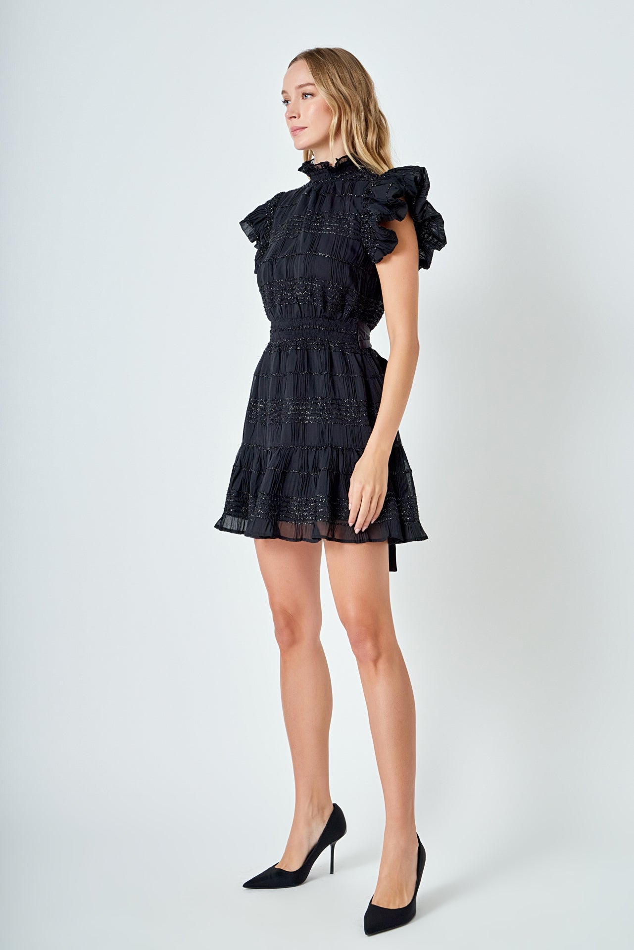 ENDLESS ROSE - Chiffon Belted Mini Dress - DRESSES available at Objectrare