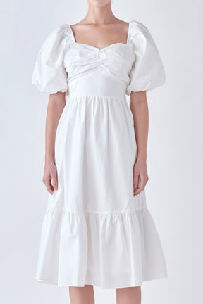 ENGLISH FACTORY - English Factory - Puff Sleeve Back Bow Midi Dress - DRESSES available at Objectrare