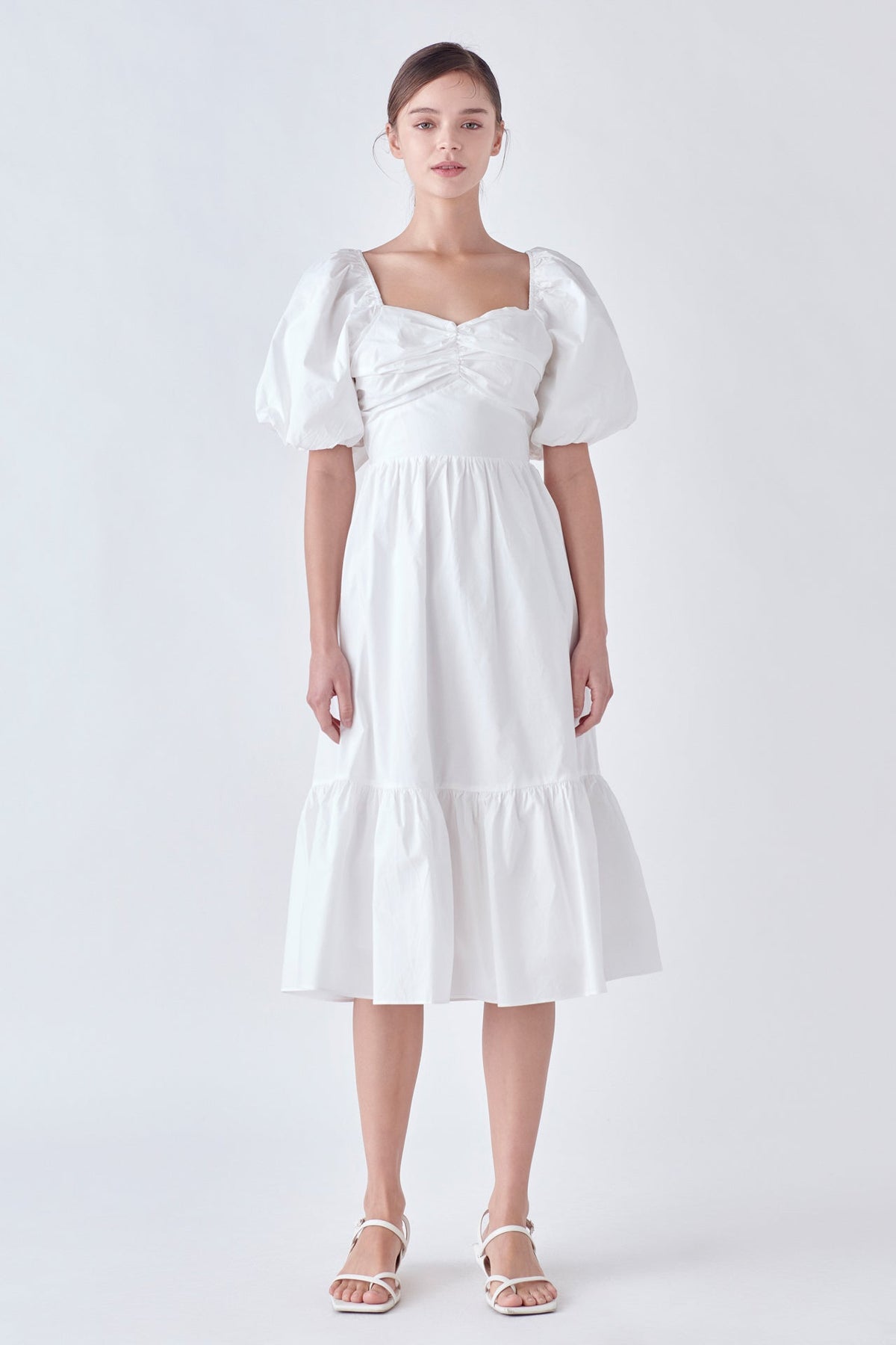 ENGLISH FACTORY - English Factory - Puff Sleeve Back Bow Midi Dress - DRESSES available at Objectrare