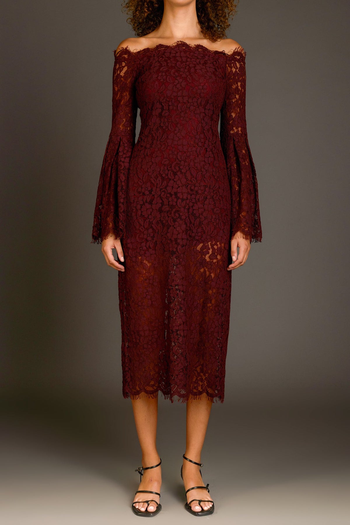 ENDLESS ROSE - Off Shoulder Lace Maxi Dress - DRESSES available at Objectrare