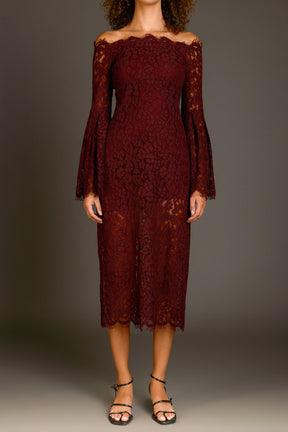 ENDLESS ROSE - Off Shoulder Lace Maxi Dress - DRESSES available at Objectrare
