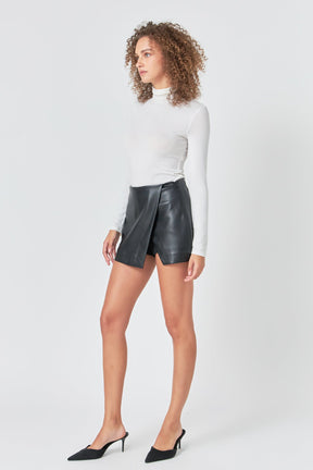 ENDLESS ROSE - Leather Mini Skort - SKORTS available at Objectrare