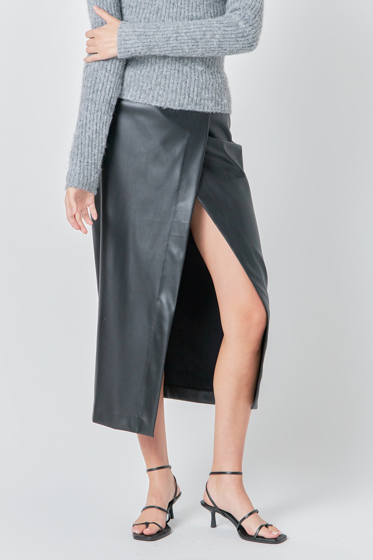 ENDLESS ROSE - Leather Midi Skirt - SKIRTS available at Objectrare