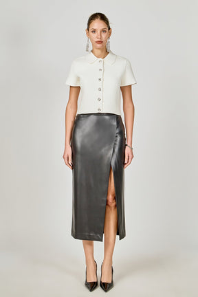 ENDLESS ROSE - Faux Leather Midi Skirt - SKIRTS available at Objectrare