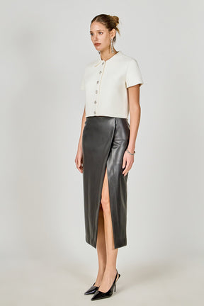 ENDLESS ROSE - Faux Leather Midi Skirt - SKIRTS available at Objectrare