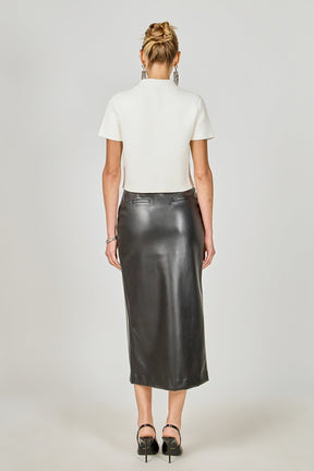 ENDLESS ROSE - Faux Leather Midi Skirt - SKIRTS available at Objectrare