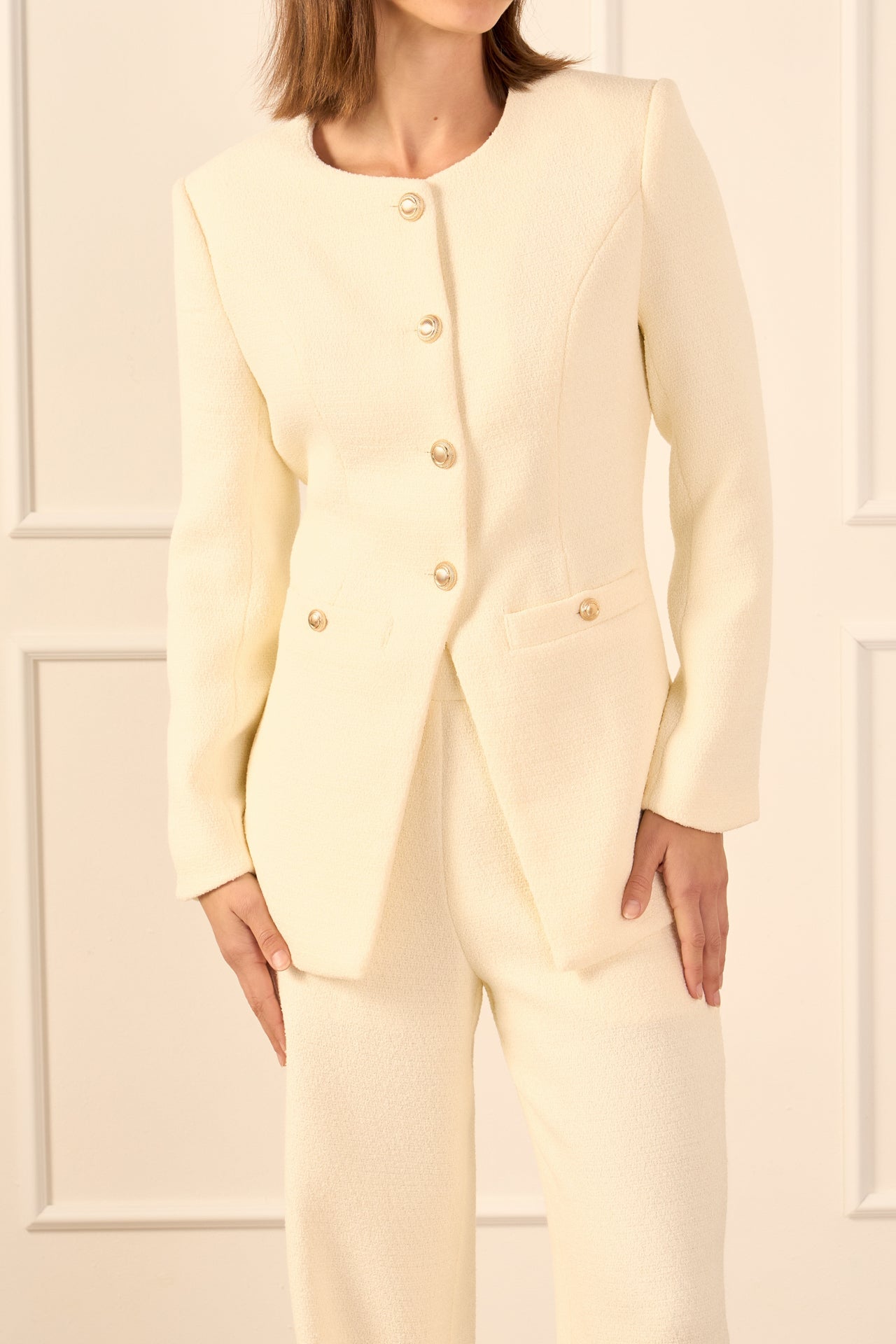 ENDLESS ROSE - Tweed Buttoned Vest - JACKETS available at Objectrare