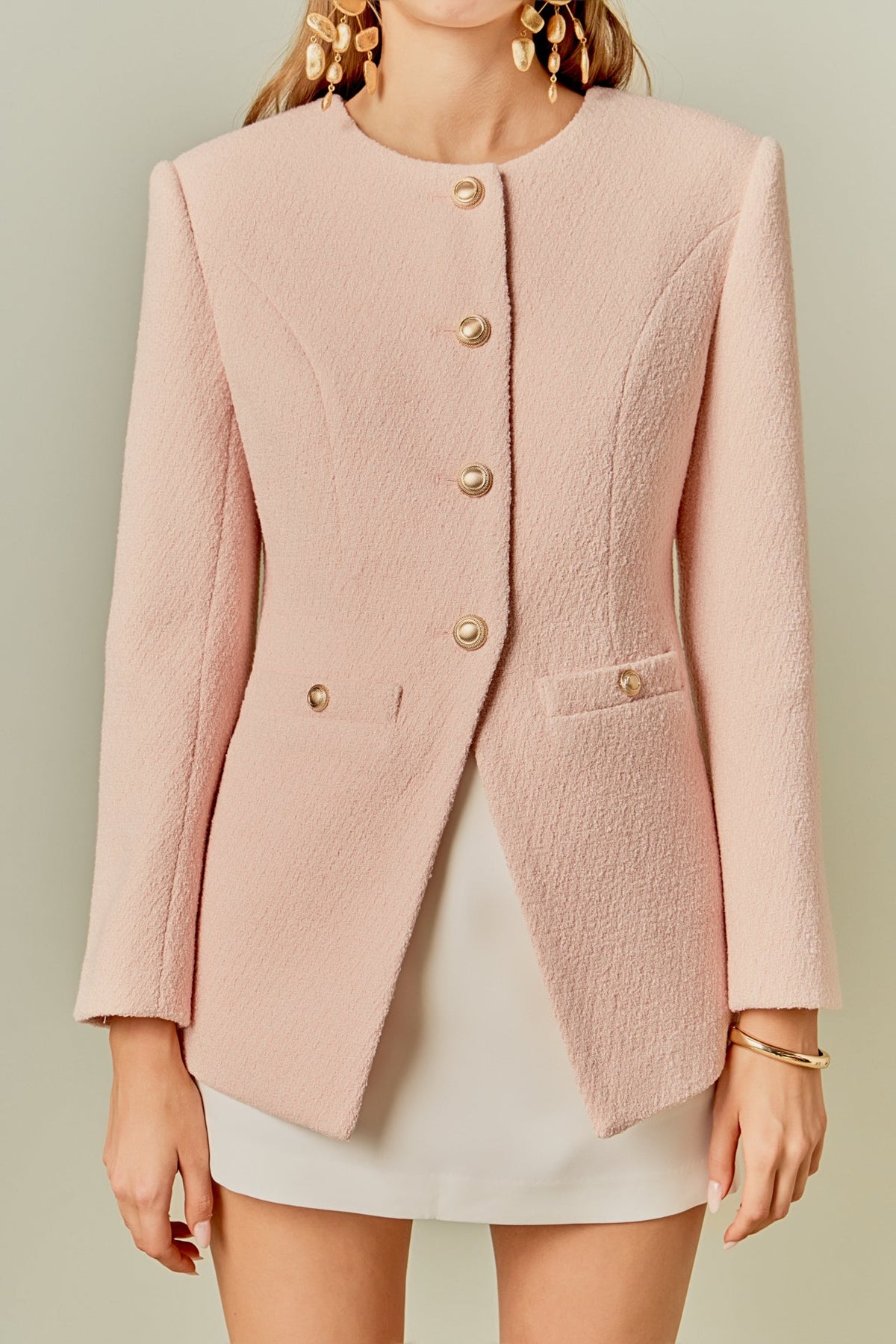 ENDLESS ROSE - Tweed Buttoned Vest - JACKETS available at Objectrare