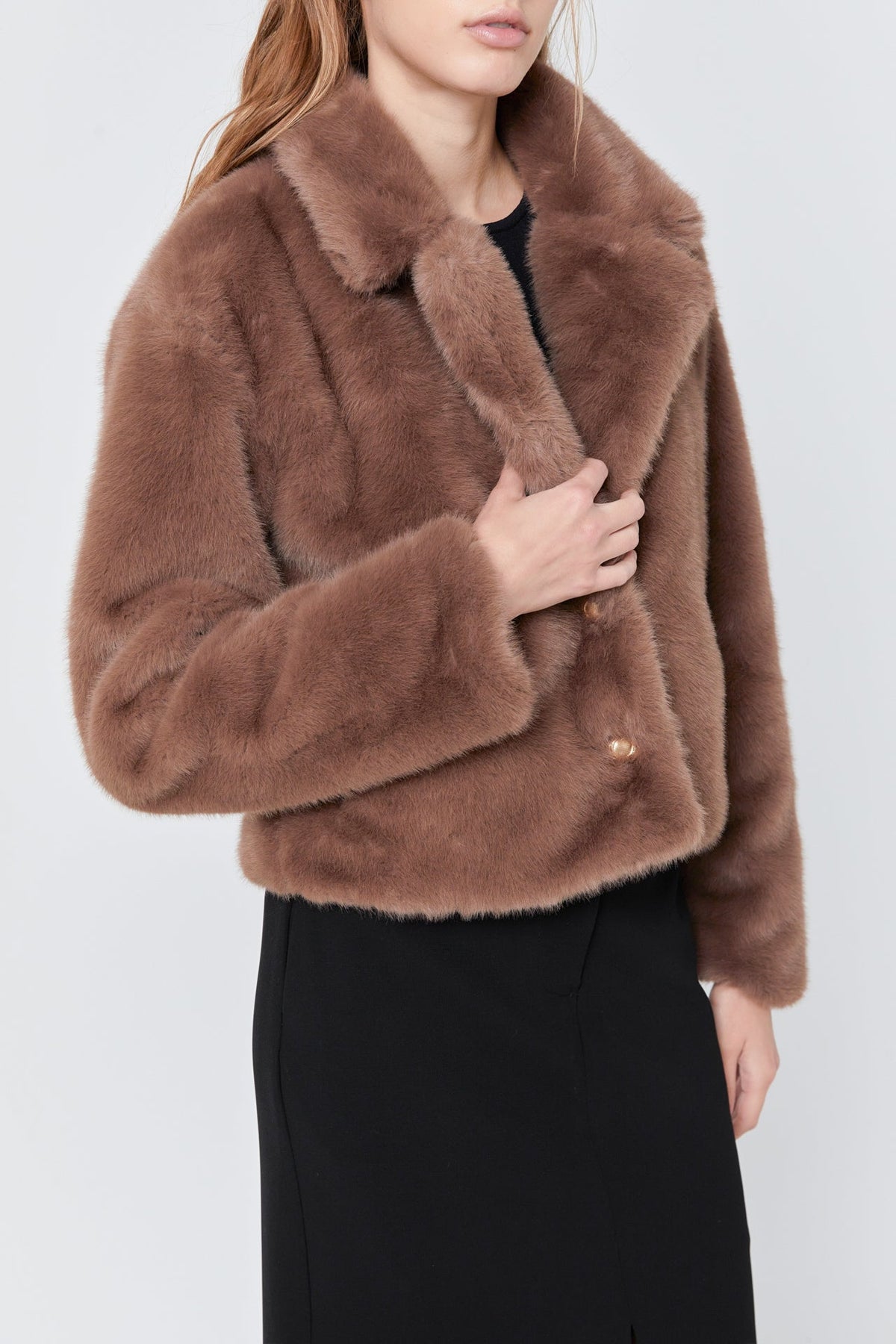 ENDLESS ROSE - Faux Fur Buttoned Jacket - OUTERWEAR available at Objectrare