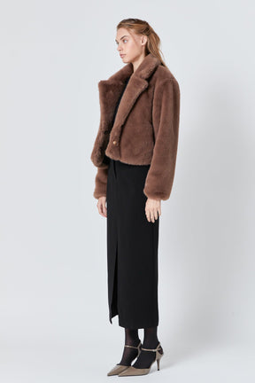ENDLESS ROSE - Faux Fur Buttoned Jacket - OUTERWEAR available at Objectrare