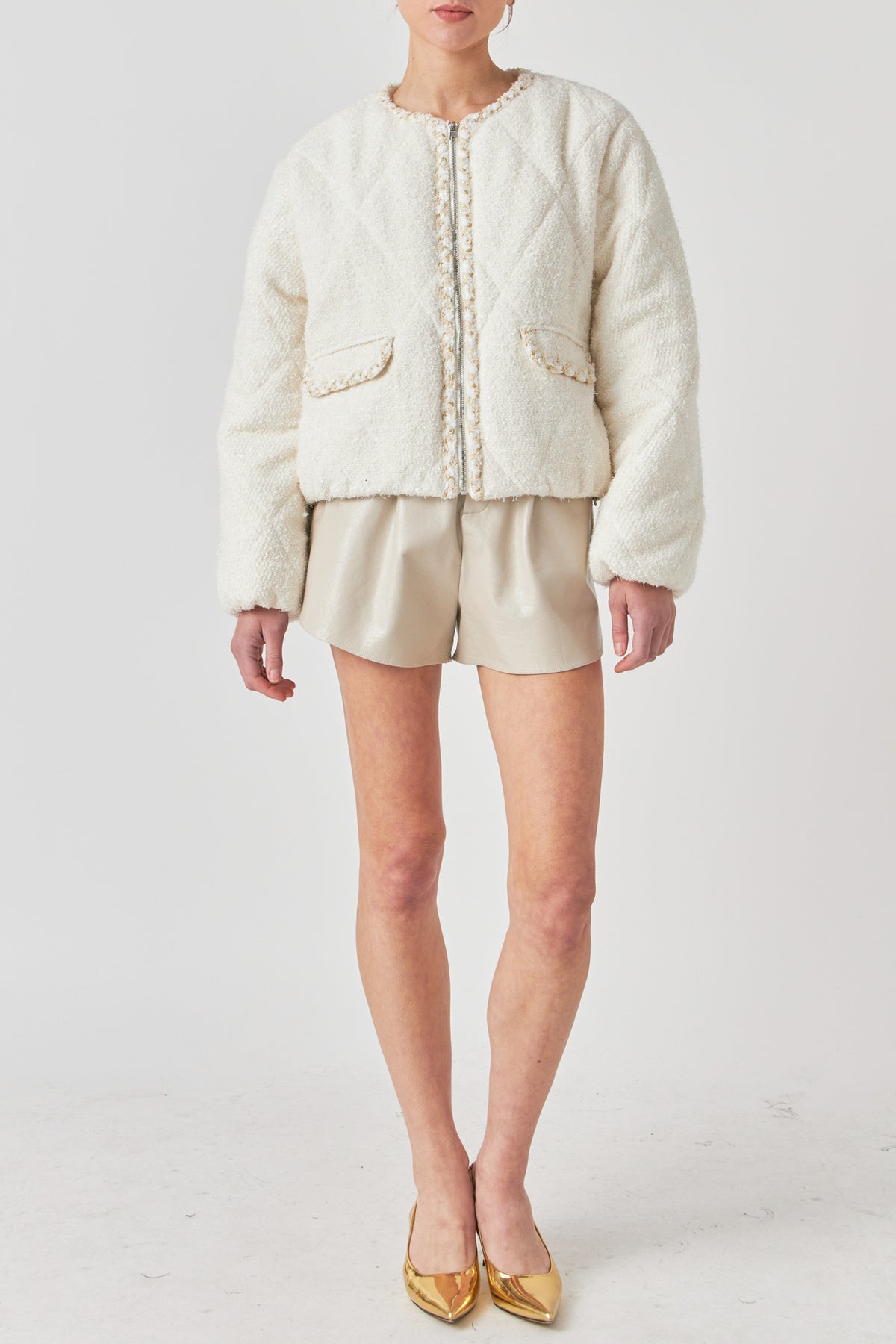 Quilted Tweed Puffer