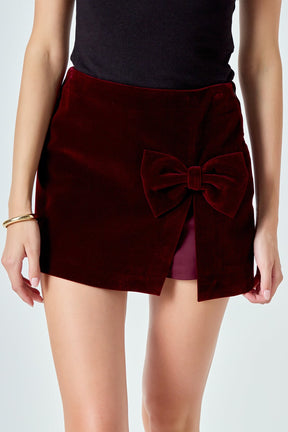 ENDLESS ROSE - Velvet Bow Skort - SKORTS available at Objectrare