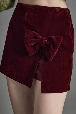 ENDLESS ROSE - Velvet Bow Skort - SKORTS available at Objectrare
