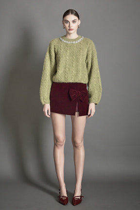 ENDLESS ROSE - Velvet Bow Skort - SKORTS available at Objectrare