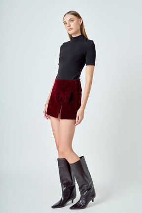 ENDLESS ROSE - Velvet Bow Skort - SKORTS available at Objectrare