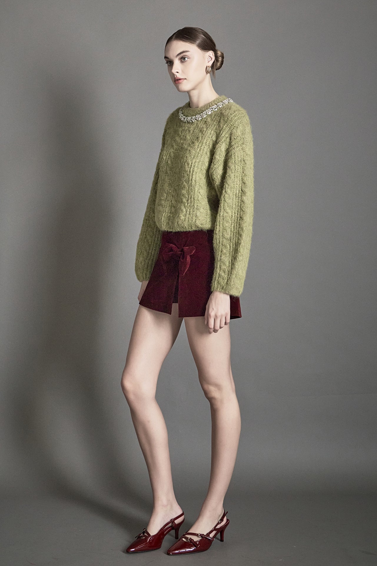 ENDLESS ROSE - Velvet Bow Skort - SKORTS available at Objectrare