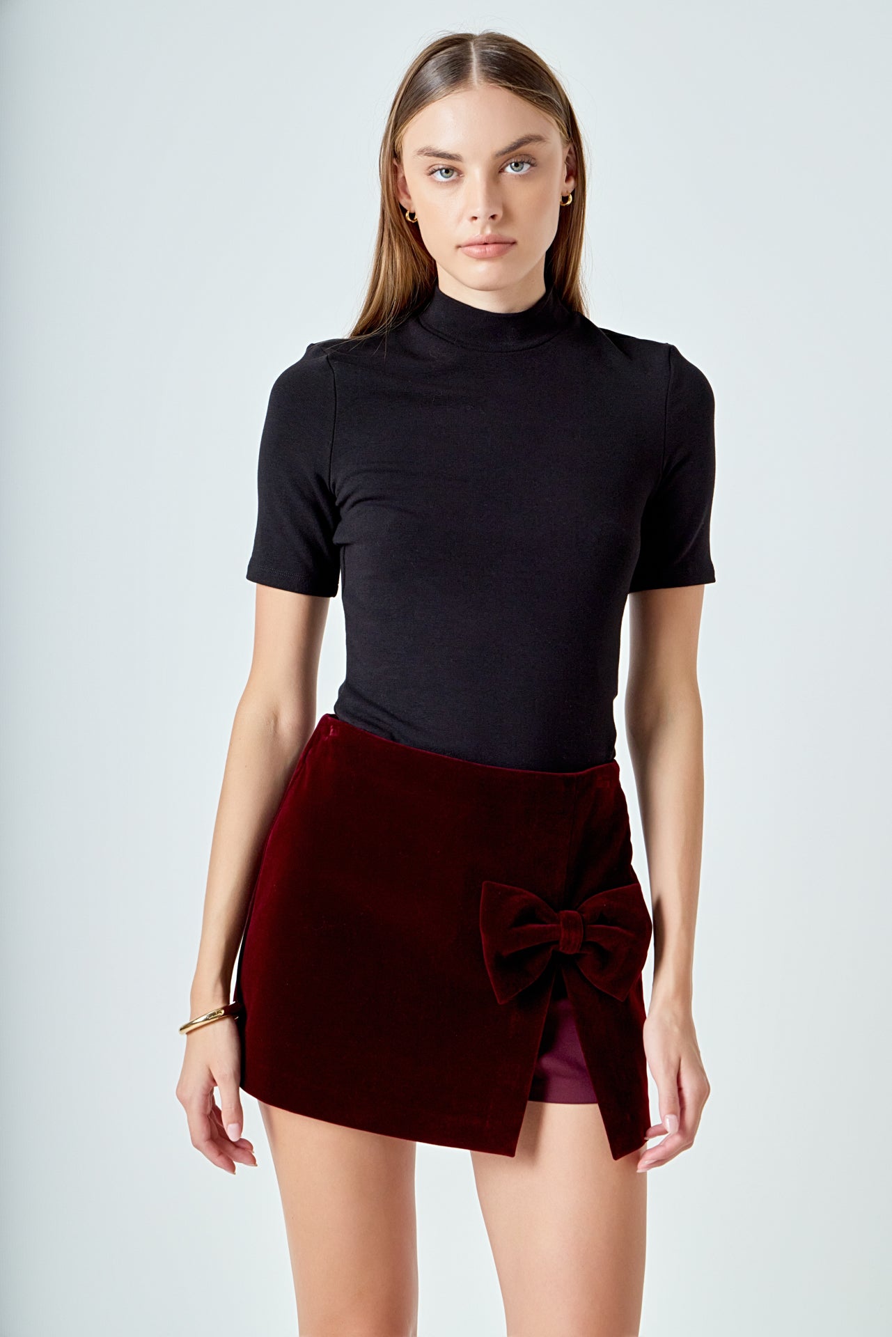 ENDLESS ROSE - Velvet Bow Skort - SKORTS available at Objectrare