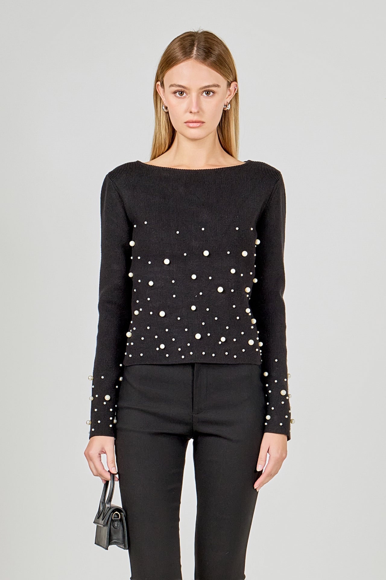 ENDLESS ROSE - Pearl Embellished Sweater - SWEATERS & KNITS available at Objectrare