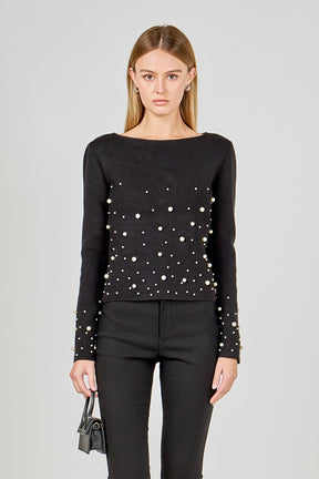 ENDLESS ROSE - Pearl Embellished Sweater - SWEATERS & KNITS available at Objectrare