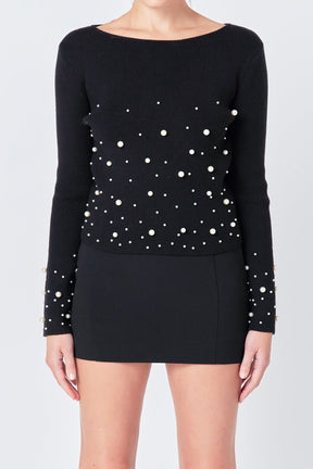 ENDLESS ROSE - Pearl Embellished Sweater - SWEATERS & KNITS available at Objectrare