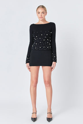 ENDLESS ROSE - Pearl Embellished Sweater - SWEATERS & KNITS available at Objectrare