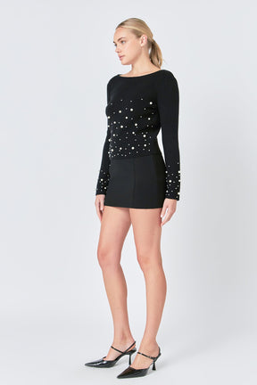 ENDLESS ROSE - Pearl Embellished Sweater - SWEATERS & KNITS available at Objectrare