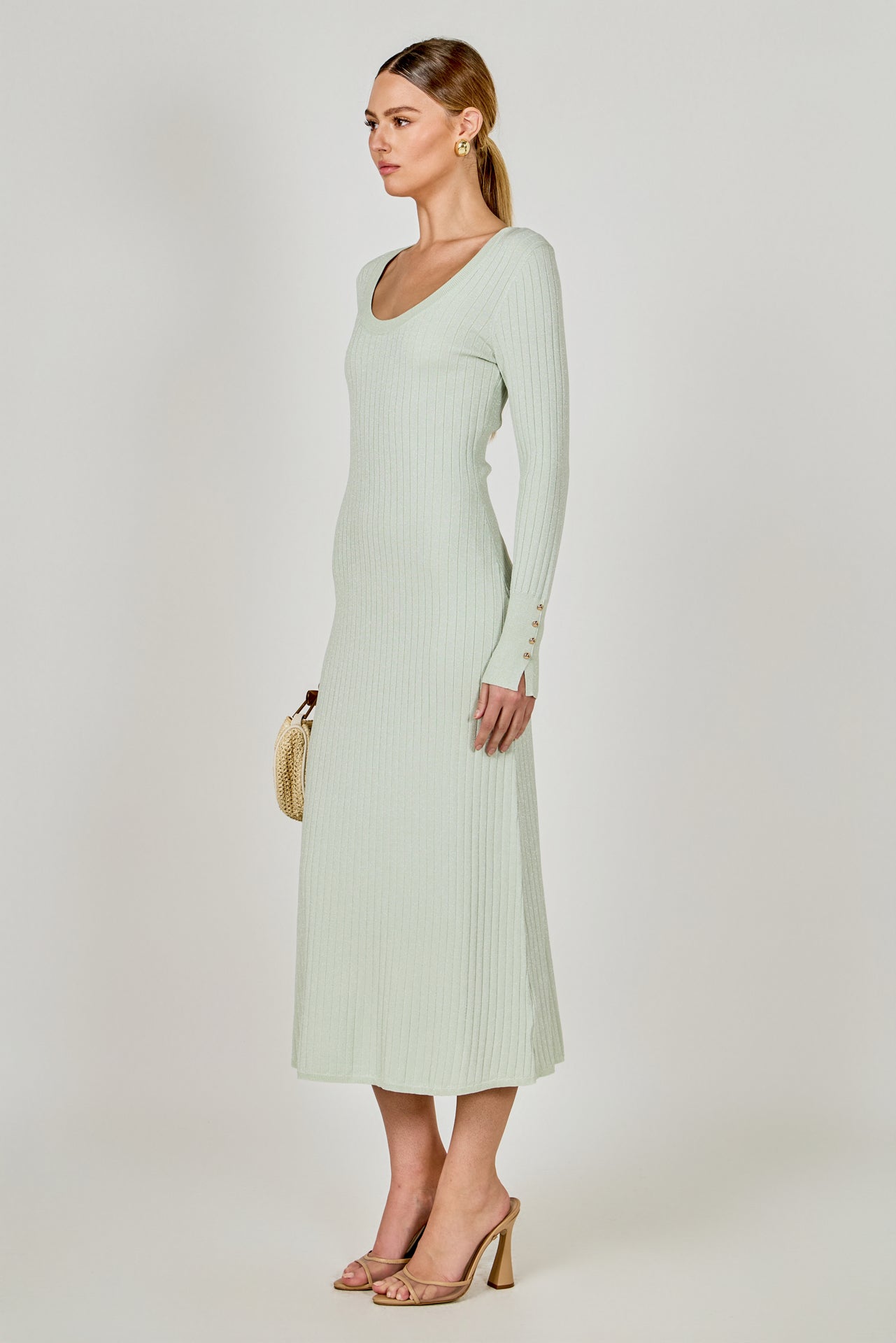 ENDLESS ROSE - Lurex Sweater Midi Dress - DRESSES available at Objectrare