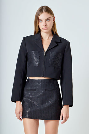 ENDLESS ROSE - Sequined Combo Jacket - JACKETS available at Objectrare