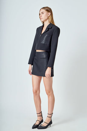 ENDLESS ROSE - Sequined Combo Jacket - JACKETS available at Objectrare