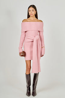ENDLESS ROSE - Off Shoulder Sweater Mini Dress - DRESSES available at Objectrare