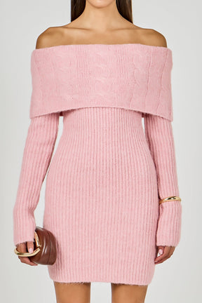 ENDLESS ROSE - Off Shoulder Sweater Mini Dress - DRESSES available at Objectrare