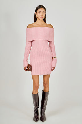 Off Shoulder Sweater Mini Dress