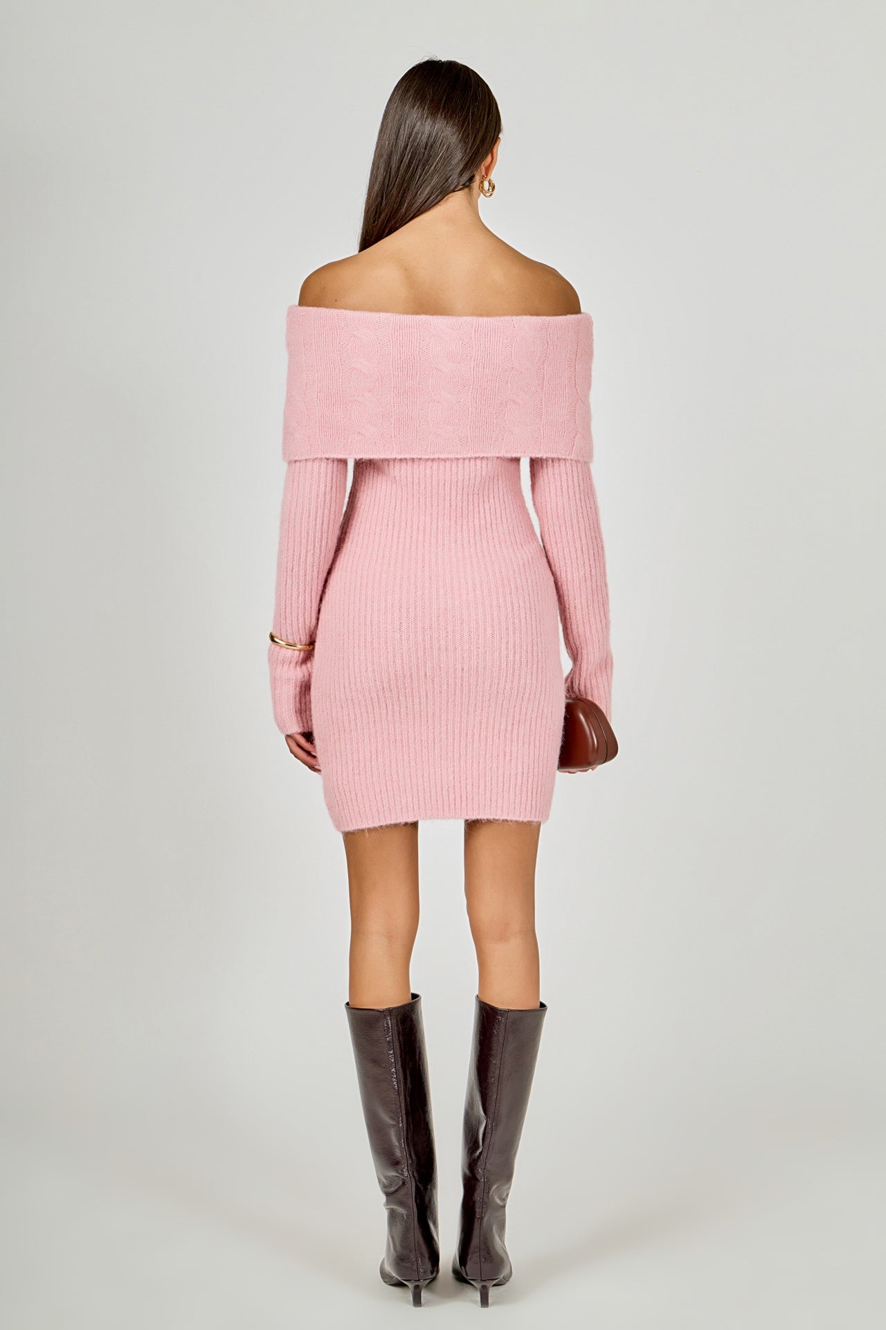 ENDLESS ROSE - Off Shoulder Sweater Mini Dress - DRESSES available at Objectrare