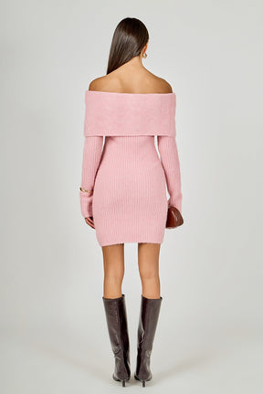 ENDLESS ROSE - Off Shoulder Sweater Mini Dress - DRESSES available at Objectrare