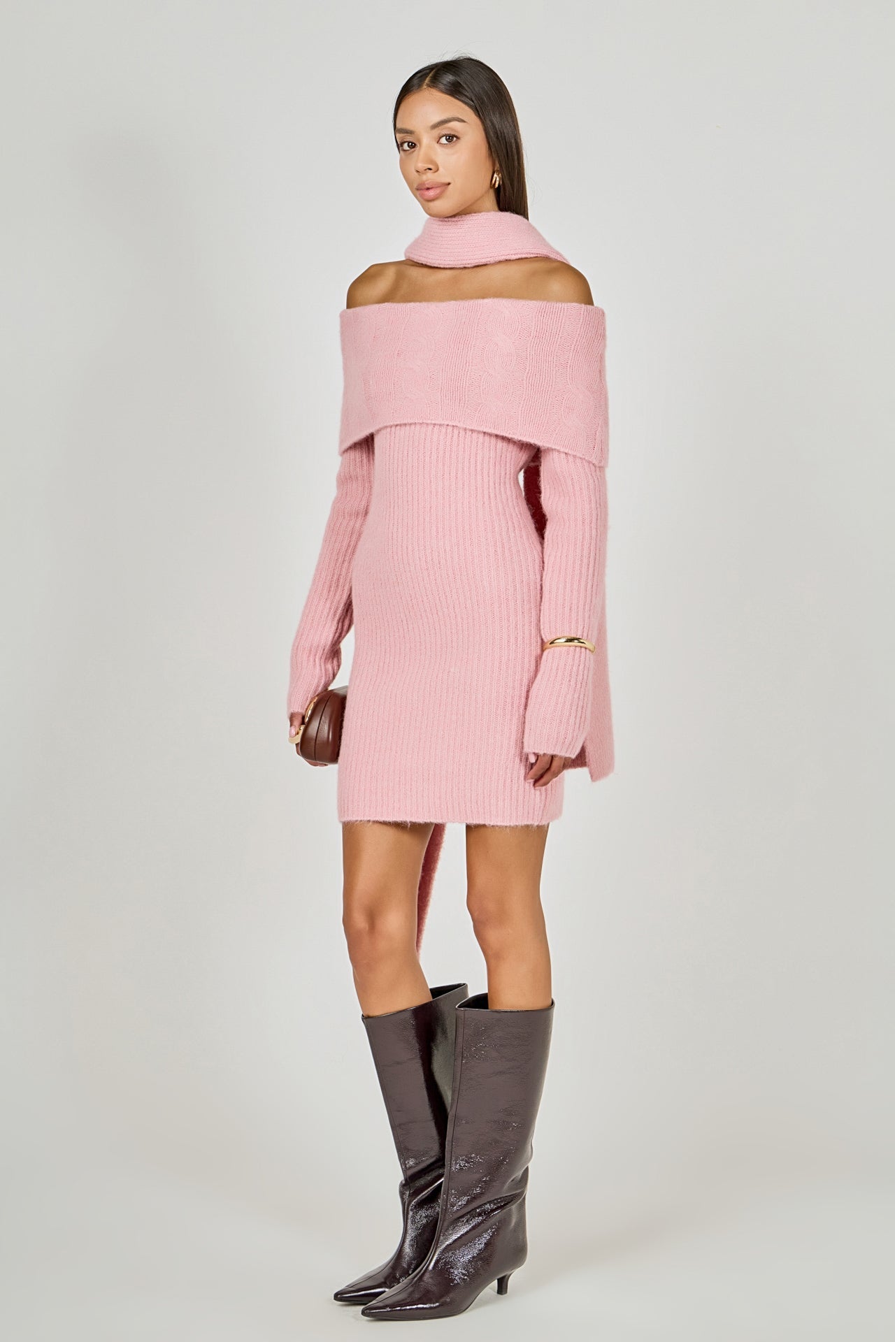 ENDLESS ROSE - Off Shoulder Sweater Mini Dress - DRESSES available at Objectrare