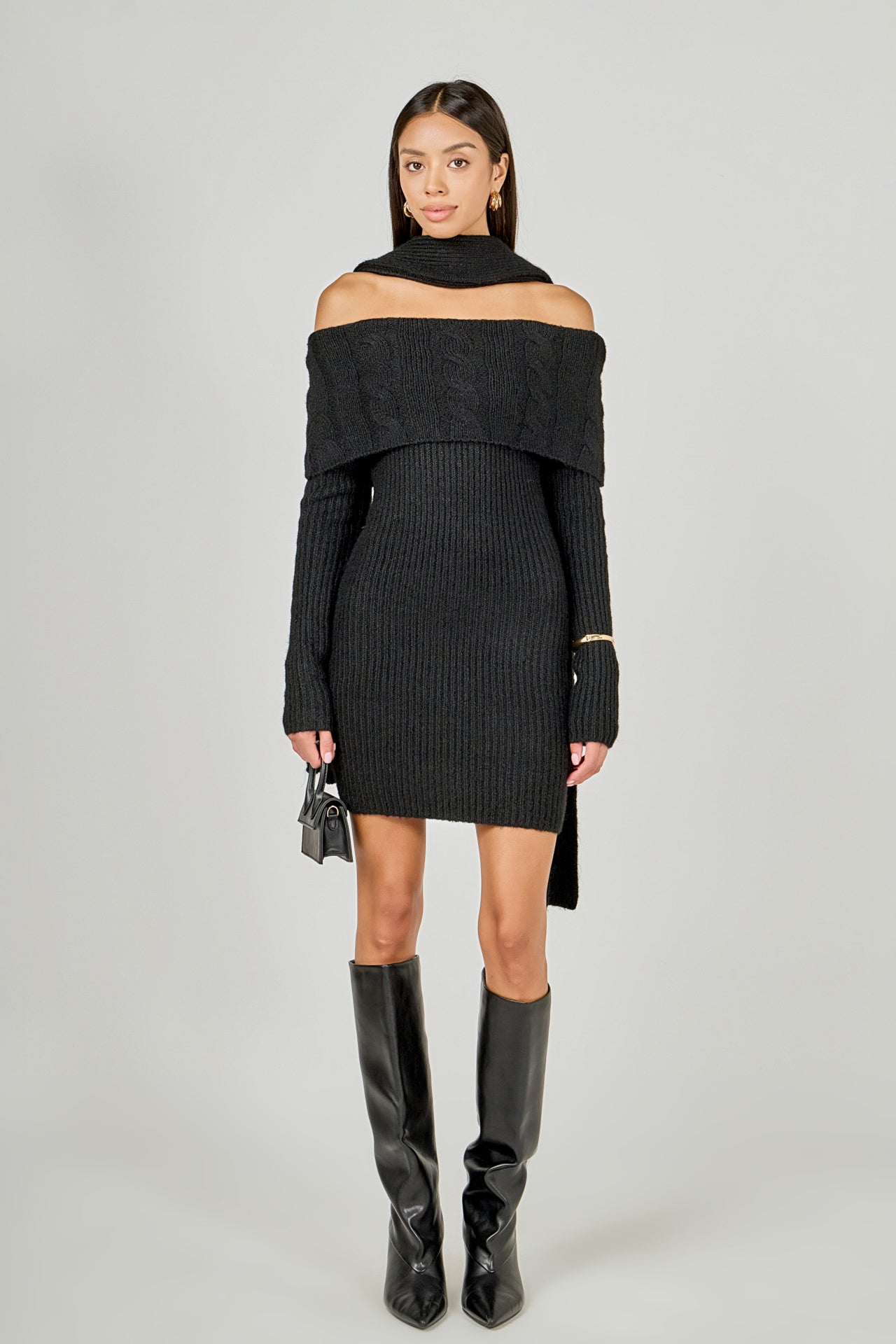 Off Shoulder Sweater Mini Dress