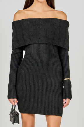 Off Shoulder Sweater Mini Dress