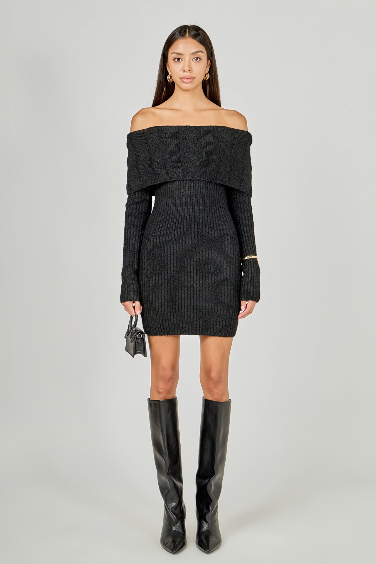 Off Shoulder Sweater Mini Dress