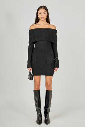 Off Shoulder Sweater Mini Dress