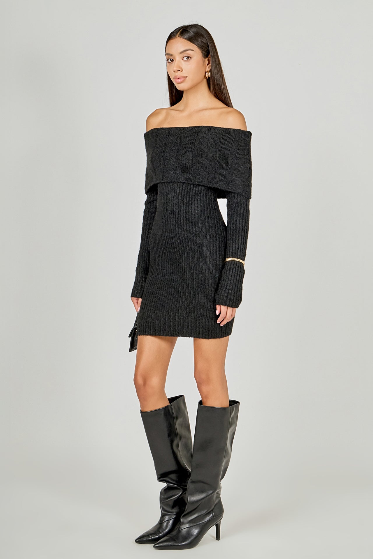 Off Shoulder Sweater Mini Dress