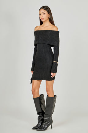 Off Shoulder Sweater Mini Dress