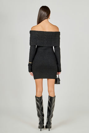 Off Shoulder Sweater Mini Dress