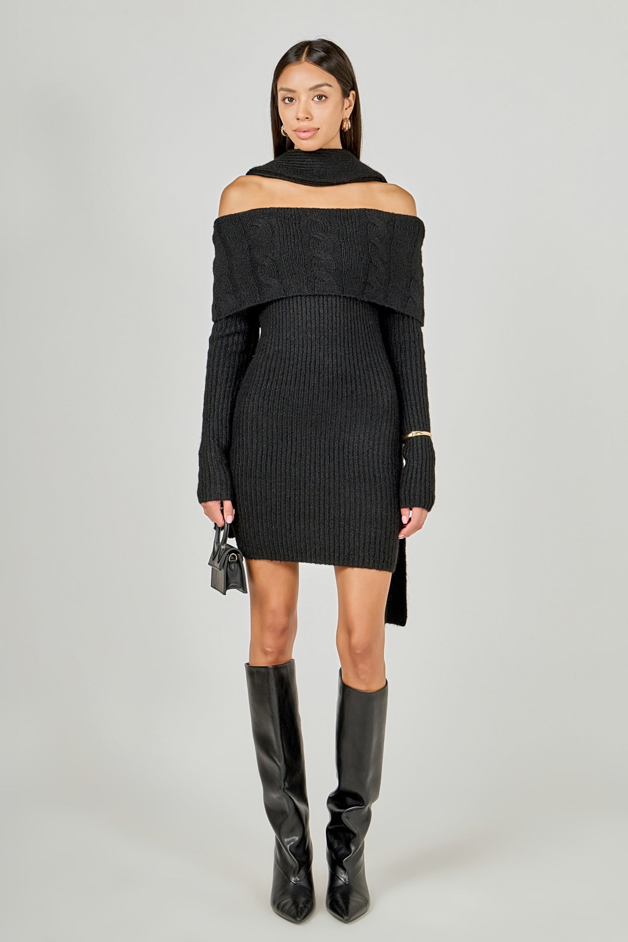 Off Shoulder Sweater Mini Dress