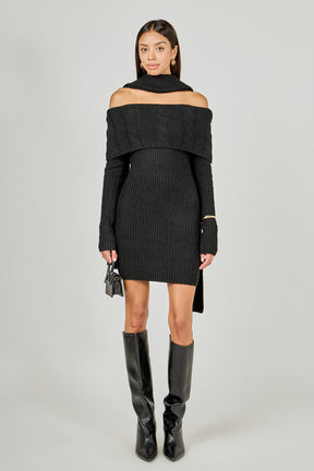 Off Shoulder Sweater Mini Dress