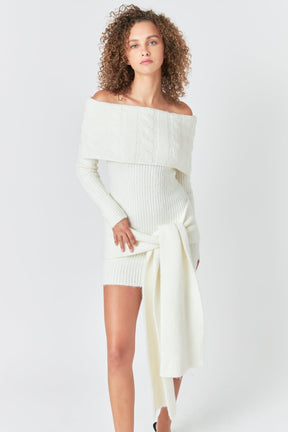 ENDLESS ROSE - Off Shoulder Sweater Mini Dress - DRESSES available at Objectrare